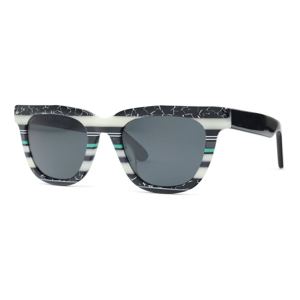 SEE 9822 POLAR: Striped Acetate Sunglasses, Polarized Lens