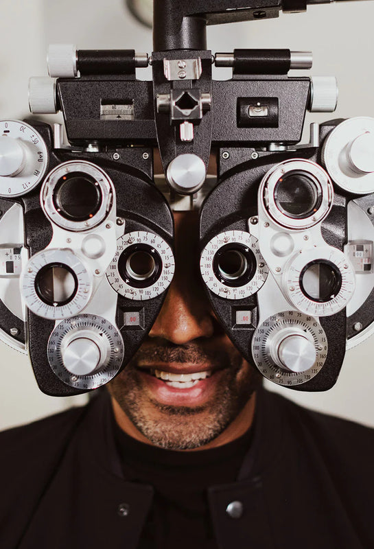 Eye exam top and glasses